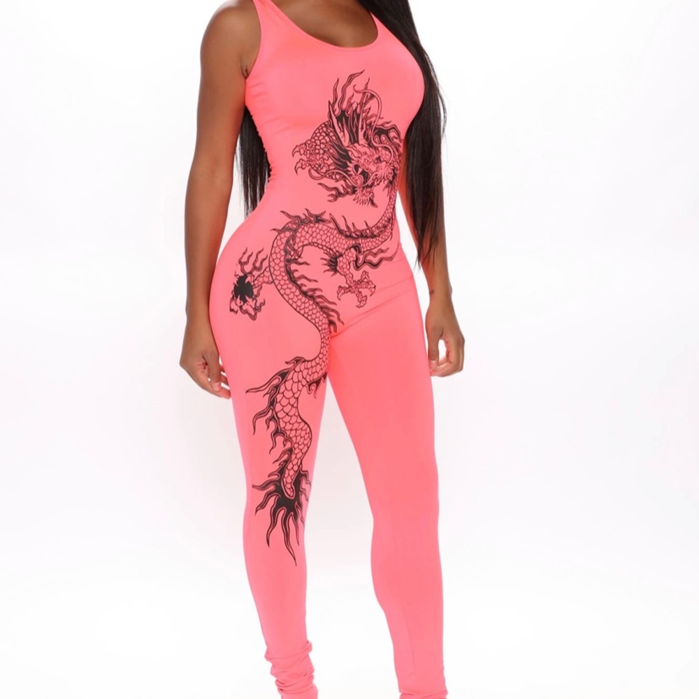 Dragon hot pink jumpsuit. Size medium.